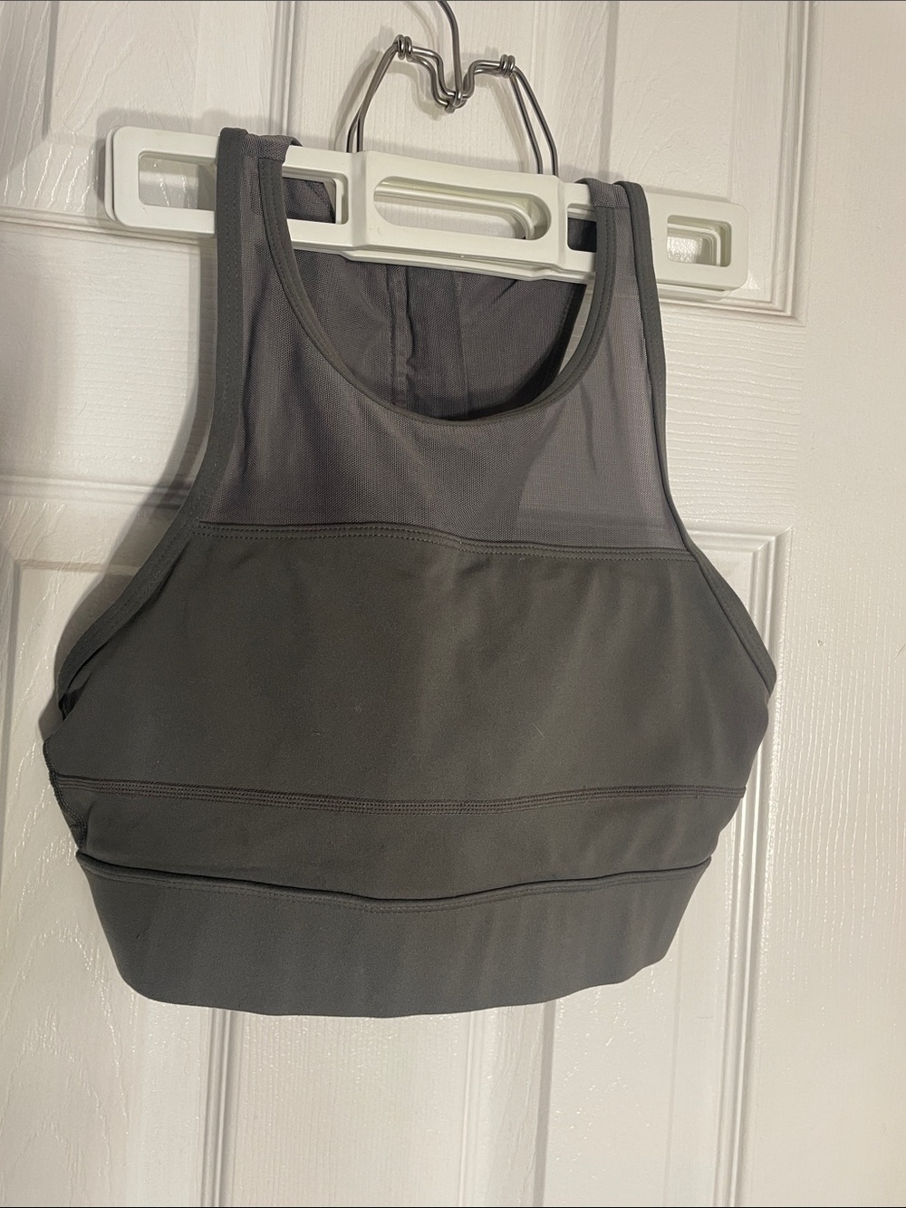 ZYIA All Star High-Neck Sports Bra in Charcoal Gray